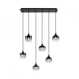 Obrázek pro produkt ZEA LED závěsné svítidlo černé 6-ramenné kouřové sklo moderní do interiéru - LEUCHTEN DIREKT / JUST LIGHT