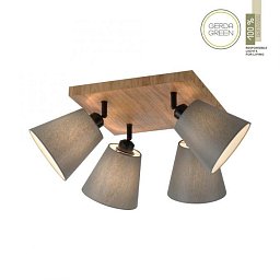Obrázek pro produkt GREEN MICH LED nástěnné svítidlo přírodní dřevo 4 ramenné hranaté látkové stínidlo - LEUCHTEN DIREKT / JUST LIGHT