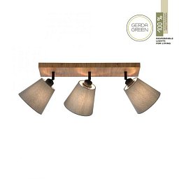 Obrázek pro produkt GREEN MICH LED stropní svítidlo přírodní dřevo 3 ramenné látkové stínidlo nastavitelné a otočné - LEUCHTEN DIREKT / JUST LIGHT
