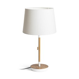 Obrázek pro produkt KEITH/AMBITUS 30 stolní s USB Polycotton bílá/buk 230V E27 11W - RED - DESIGN RENDL
