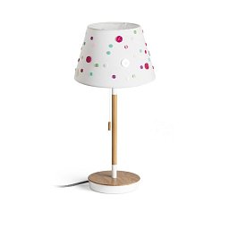 Obrázek pro produkt KEITH/DELISA stolní s USB bílá knoflíky/buk 230V E27 7W - RED - DESIGN RENDL