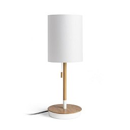 Obrázek pro produkt KEITH/RON 15/20 stolní s USB Polycotton bílá/buk 230V E27 7W - RED - DESIGN RENDL
