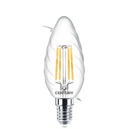 Obrázek pro produkt LED FILAMENT CANDLE kroucená ČIRÁ 6W E14 4000K 360d - CENTURY