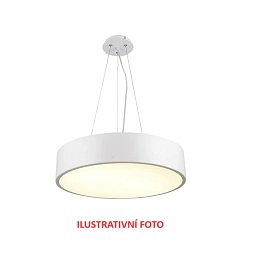 Obrázek pro produkt VÝPRODEJ - Závěsné svítidlo 3x E27 průměr 60cm / výška 20cm, bílá látka, 3 lanka, kabel transparentní - AULIX