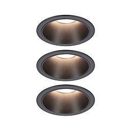Obrázek pro produkt LED vestavné svítidlo 3-krokové-stmívatelné Cole Coin základní sada 3ks sada IP44 kruhové 88mm Coin 3x6W 230V 2700K černá - PAULMANN
