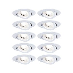 Obrázek pro produkt LED vestavné svítidlo 3-krokové-stmívatelné 10ks-sada výklopné kruhové 82mm 70° 10x4,8W 230V 3000K bílá mat - PAULMANN