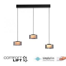 Obrázek pro produkt Závěsné svítidlo LED RIKA černé nastavitelná výška Comfort Lift SimplyDim 3000K - PAUL NEUHAUS