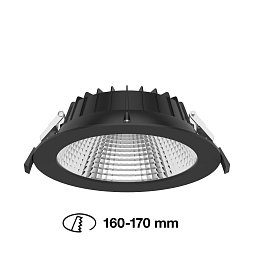 Obrázek pro produkt Vestavné LED svítidlo Shift pr.160-170 mm černé 1900lm 3000/4000K Ra80 bez driveru IP54/IP40 UGR19 - TLG