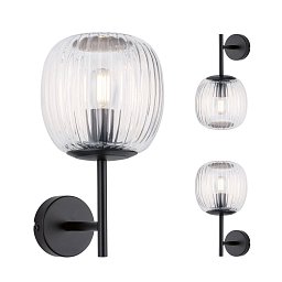 Obrázek pro produkt Selection Bathroom nástěnné svítidlo Ruya IP44 E14 230V max. 20W sklo/černá mat - PAULMANN