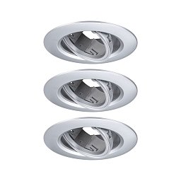 Obrázek pro produkt Vestavné svítidlo 3ks-sada výklopné kruhové 90mm 30° GU10 max. 3x10W 230V matný chrom - PAULMANN