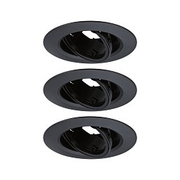 Obrázek pro produkt Vestavné svítidlo 3ks-sada výklopné kruhové 90mm 30° GU10 max. 3x10W 230V černá - PAULMANN