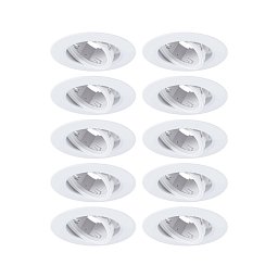 Obrázek pro produkt Vestavné svítidlo 10ks-sada výklopné kruhové 90mm 30° GU10 max. 10x10W 230V bílá - PAULMANN