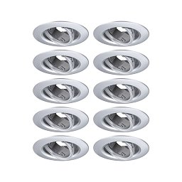 Obrázek pro produkt Vestavné svítidlo 10ks-sada výklopné kruhové 90mm 30° GU10 max. 10x10W 230V matný chrom - PAULMANN
