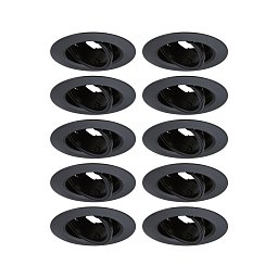 Obrázek pro produkt Vestavné svítidlo 10ks-sada výklopné kruhové 90mm 30° GU10 max. 10x10W 230V černá - PAULMANN