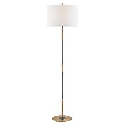 Obrázek pro produkt VÝPRODEJ VZORKU - Stojací lampa BOWERY mosaz/textil starobronz/bílá E27 1x20W - HUDSON VALLEY