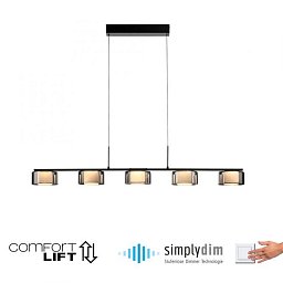 Obrázek pro produkt LED závěsné svítidlo RIKA černá stmívatelné nastavitelná výška paměťová funkce SimplyDim 3000K - PAUL NEUHAUS