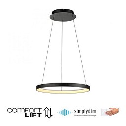 Obrázek pro produkt HOOP LED závěsné svítidlo černé nastavitelná výška paměťová funkce SimplyDim 3000K - PAUL NEUHAUS