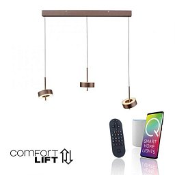 Obrázek pro produkt Závěsné svítidlo Q-ROTATE 3 ramenné tmavá hnědá nastavitelná výška ZigBee 2700-5000K - PAUL NEUHAUS