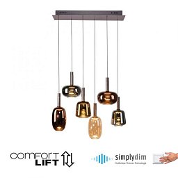 Obrázek pro produkt IRIDES LED závěsné svítidlo 6-ramenné nastavitelná výška Comfort Lift paměťová funkce SimplyDim 3000K - PAUL NEUHAUS