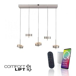 Obrázek pro produkt Závěsné svítidlo Q-ROTATE 5 ramenné hliník nastavitelná výška Smart Home ZigBee 2700-5000K - PAUL NEUHAUS
