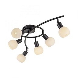 Obrázek pro produkt LOKI LED stropní svítidlo 6-ramenné černé otočné spoty opálové sklo nadčasové 3000K - JUST LIGHT