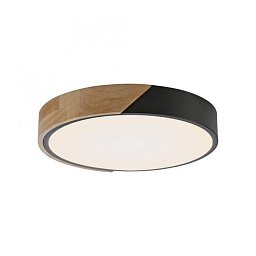 Obrázek pro produkt BILA LED stropní svítidlo kruhové černá s dekorem dřeva nadčasový design 3000K - JUST LIGHT