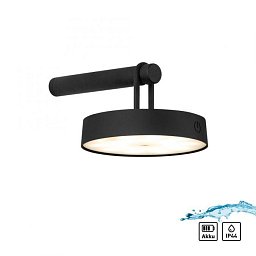 Obrázek pro produkt ARMA LED nástěnné svítidlo na baterie černé stmívatelné dotykem IP44 paměťová funkce 2700K - JUST LIGHT