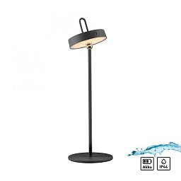 Obrázek pro produkt AMAG LED stolní lampa černá na baterie dotykový stmívač ochrana proti stříkající vodě USB 2700K - JUST LIGHT