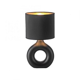 Obrázek pro produkt CARARA stolní lampa černá / zlatá šňůrový vypínač látkové stínidlo - JUST LIGHT