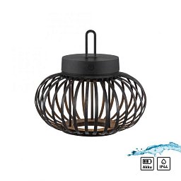 Obrázek pro produkt AKUBA LED stolní lampa průměr 25cm černá na baterie USB IP44 stmívatelné dotykem 2700K - JUST LIGHT