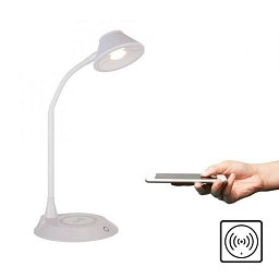 Obrázek pro produkt PUCKI LED stolní lampa bílá bezdrátové nabíjení telefonu dotykový stmívač flexibilní otočné 3000K - JUST LIGHT