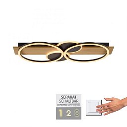 Obrázek pro produkt TROOPER LED stropní svítidlo černé s dřevem teplá bílá do ložnice světelný kruh 3000K - JUST LIGHT