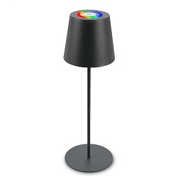 Obrázek pro produkt Kiki stolní lampička bezdrátová, dotykový vypínač, pestrobarevné RGB+W světlo, nastavitelná výška, antracit - BRILO
