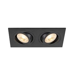 Obrázek pro produkt NEW TRIA® 155 zapuštěné stropní svítidlo, čtvercové, 2 x GU10, dvoulampa, černá barva - BIG WHITE (SLV)