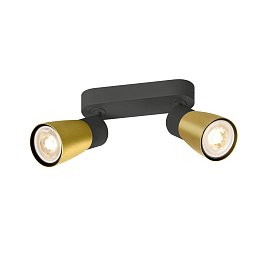 Obrázek pro produkt PURI 2.0 Dome nástěnné a stropní svítidlo pro povrchovou montáž, dlouhé, 2 x max. 6W GU10, černá/zlatá - BIG WHITE (SLV)