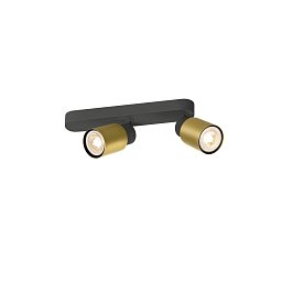 Obrázek pro produkt PURI 2.0 Tube nástěnné a stropní svítidlo, asymetrické, 2 x max. 6W GU10, černá / zlatá - BIG WHITE (SLV)