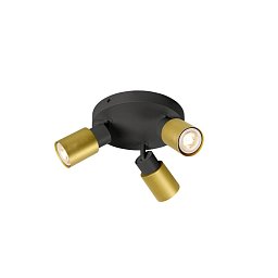 Obrázek pro produkt PURI 2.0 Tube nástěnné a stropní svítidlo, kulaté, 3 x max. 6W GU10, černá / zlatá - BIG WHITE (SLV)
