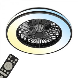 Obrázek pro produkt LED stropní svítidlo s ventilátorem, 5 rychlostí, dálkový ovladač, CCT, černé - BRILO