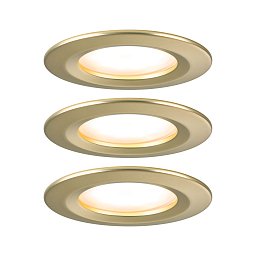 Obrázek pro produkt LED vestavné svítidlo Nova Coin základní sada nevýklopné IP44 kruhové 78mm Coin 3x6W 230V 2700K zlatá mat - PAULMANN