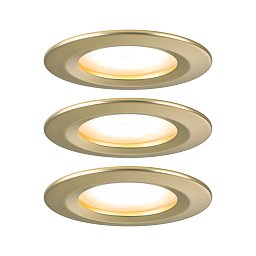 Obrázek pro produkt LED vestavné svítidlo 3-krokové-stmívatelné Nova Coin základní sada nevýklopné IP44 kruhové 74mm Coin 3x6W 230V stmívatelné 2700K zlatá mat - PAULMANN