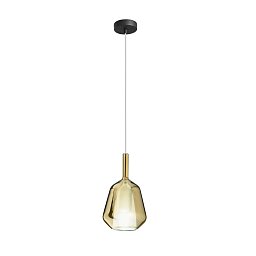 Obrázek pro produkt Závěsné svítidlo z čirého skla Pirex zlaté s kabelem a spojkou 18x31 cm - FANEUROPE