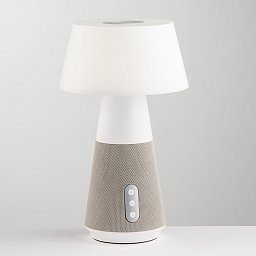 Obrázek pro produkt Nabíjecí svítidlo LAMPADA dobíjecí LED DECIBEL šedá, 4,5 W 300 lm CCT stmívatelné s reproduktorem Bluetooth 17x 28 cm - FANEUROPE