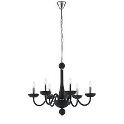 Obrázek pro produkt Závěsné svítidlo Alfiere, černé/chrom, 6 x E14, 74 x 178 cm - FANEUROPE
