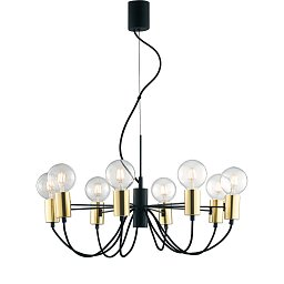 Obrázek pro produkt Závěsné svítidlo Axon, černé/zlaté, 8 x E27, 66 x 143 cm - FANEUROPE