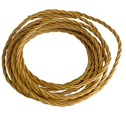 Obrázek pro produkt Elektrický látkový kabel Clay Tessuto, zlatý, 3 x 1,5 mm², 2500 cm - FANEUROPE