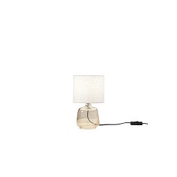 Obrázek pro produkt Stolní lampa Emerald jantarové sklo, textilní stínidlo, 1 x E14, konstrukce pr. 15 x 25 cm, stínidlo pr. 15 x 16 cm - FANEUROPE