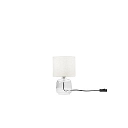 Obrázek pro produkt Stolní lampa Emerald průhledné sklo, textilní stínidlo, 1 x E14, konstrukce pr. 15 x 25 cm, stínidlo pr. 15 x 16 cm - FANEUROPE
