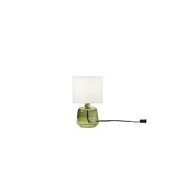 Obrázek pro produkt Stolní lampa Emerald zelené sklo, textilní stínidlo, 1 x E14, konstrukce pr. 15 x 25 cm, stínidlo pr. 15 x 16 cm - FANEUROPE