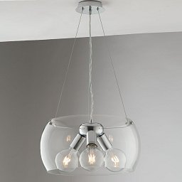 Obrázek pro produkt Závěsné svítidlo Equatore, chrom/průhledné, 3 x E27, 40 x 40 x 120 cm - FANEUROPE