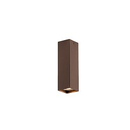 Obrázek pro produkt Stropní svítidlo Fluke, hranaté, corten, 1 x GU10, 6 x 6 x 20 cm - FANEUROPE